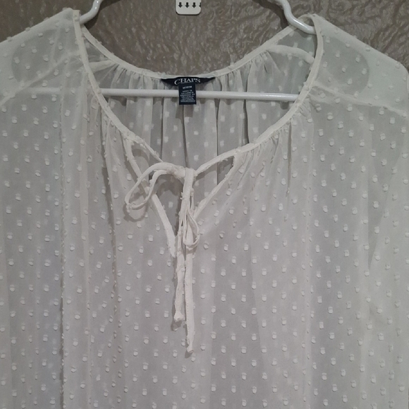 NEW Chaps wome's Ivory Sheer Polka Dot Blouse Size M - Picture 5 of 9